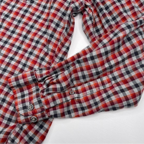 Eddie Bauer Flannel Shirt Plaid Button Red Grey Gorp Outdoor Grunge Western Fall - Picture 3 of 13